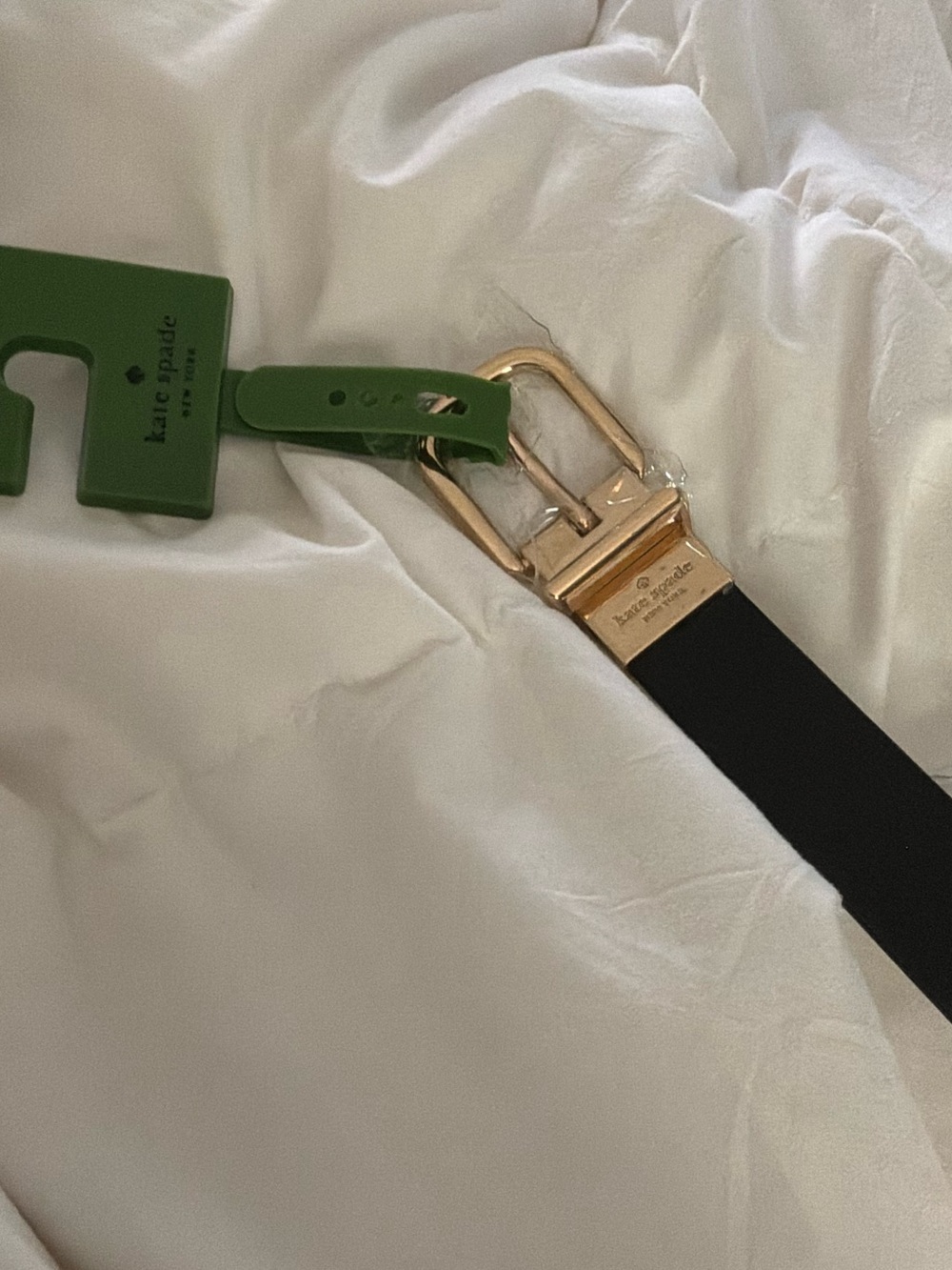 kate spade Black Leather Belt with Gold-Tone Buckle